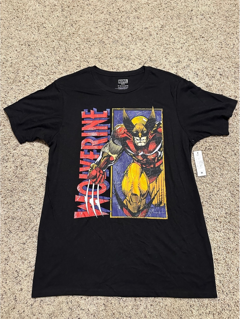 Marvel Wolverine Graphic T-Shirt Medium Black Cotton